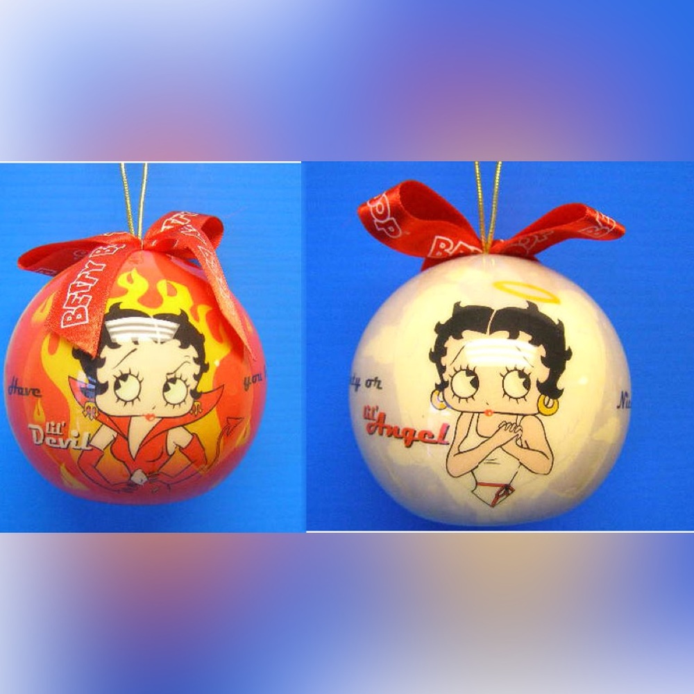 NEW Devil Angel Betty Boop ornament ball lightweight decoupage